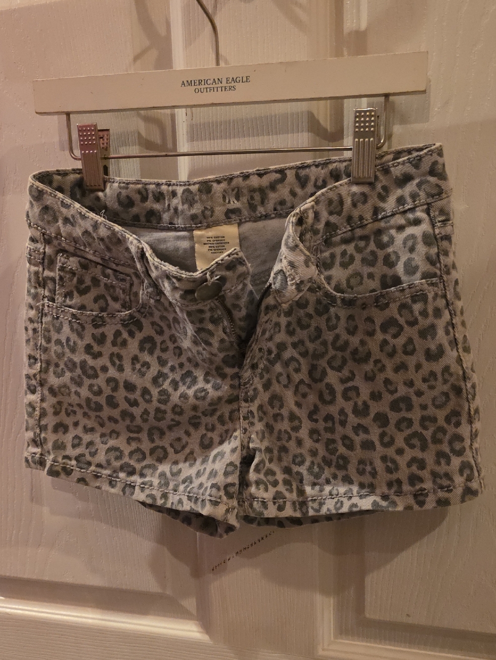 Gray Leopard Print Jean Shorts